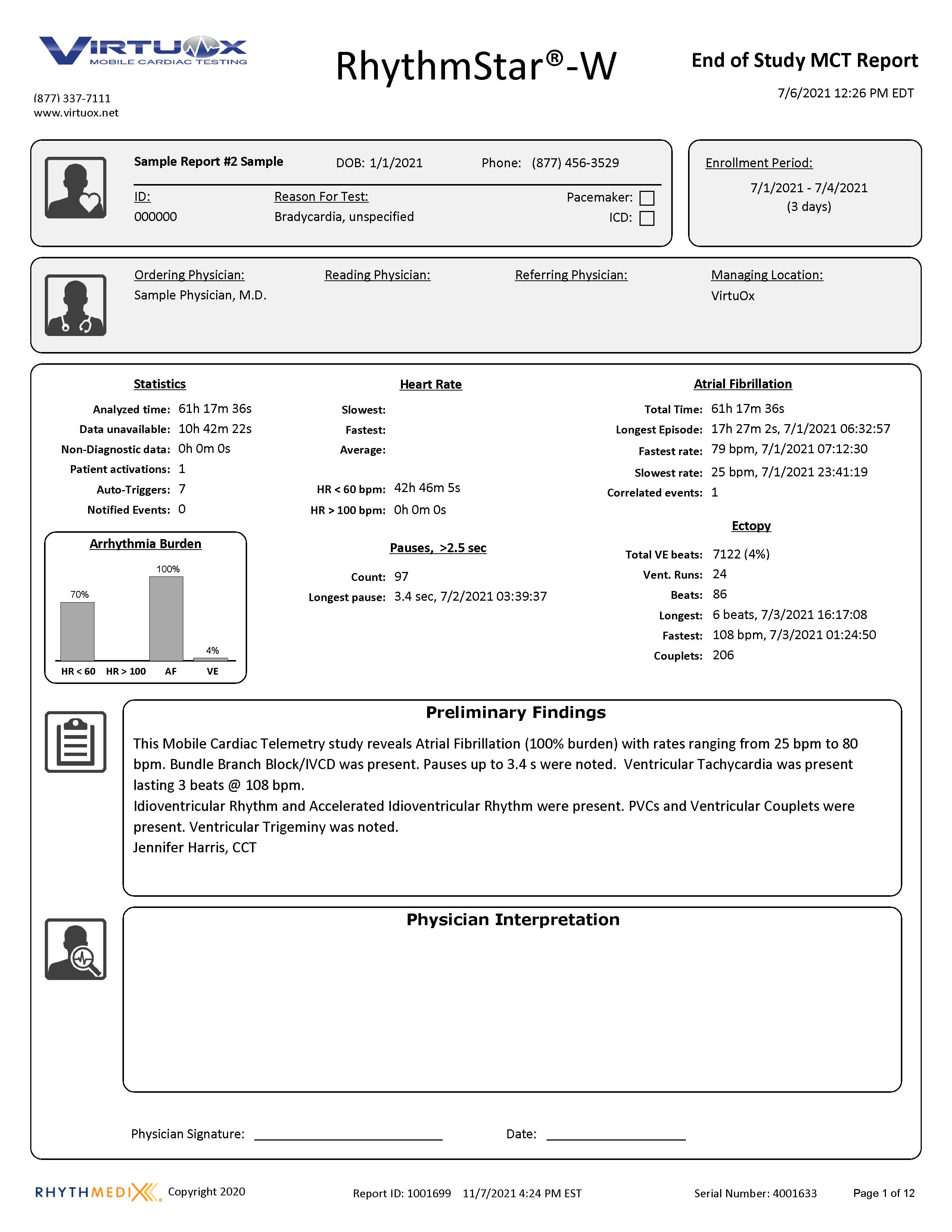 Mobile Cardiac Telemetry Report